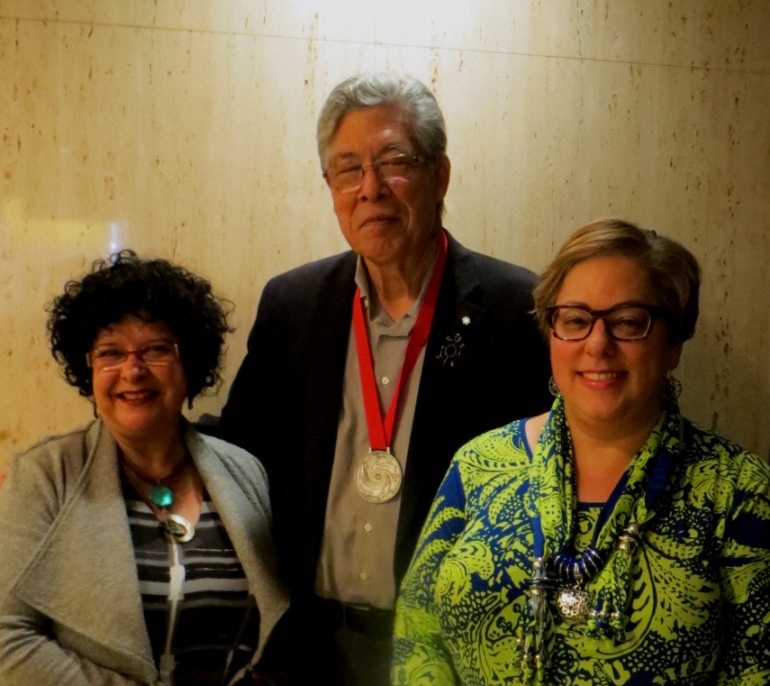 Thomas King with Sunburst board members Dena Bain-Taylor and Rebecca Simkin